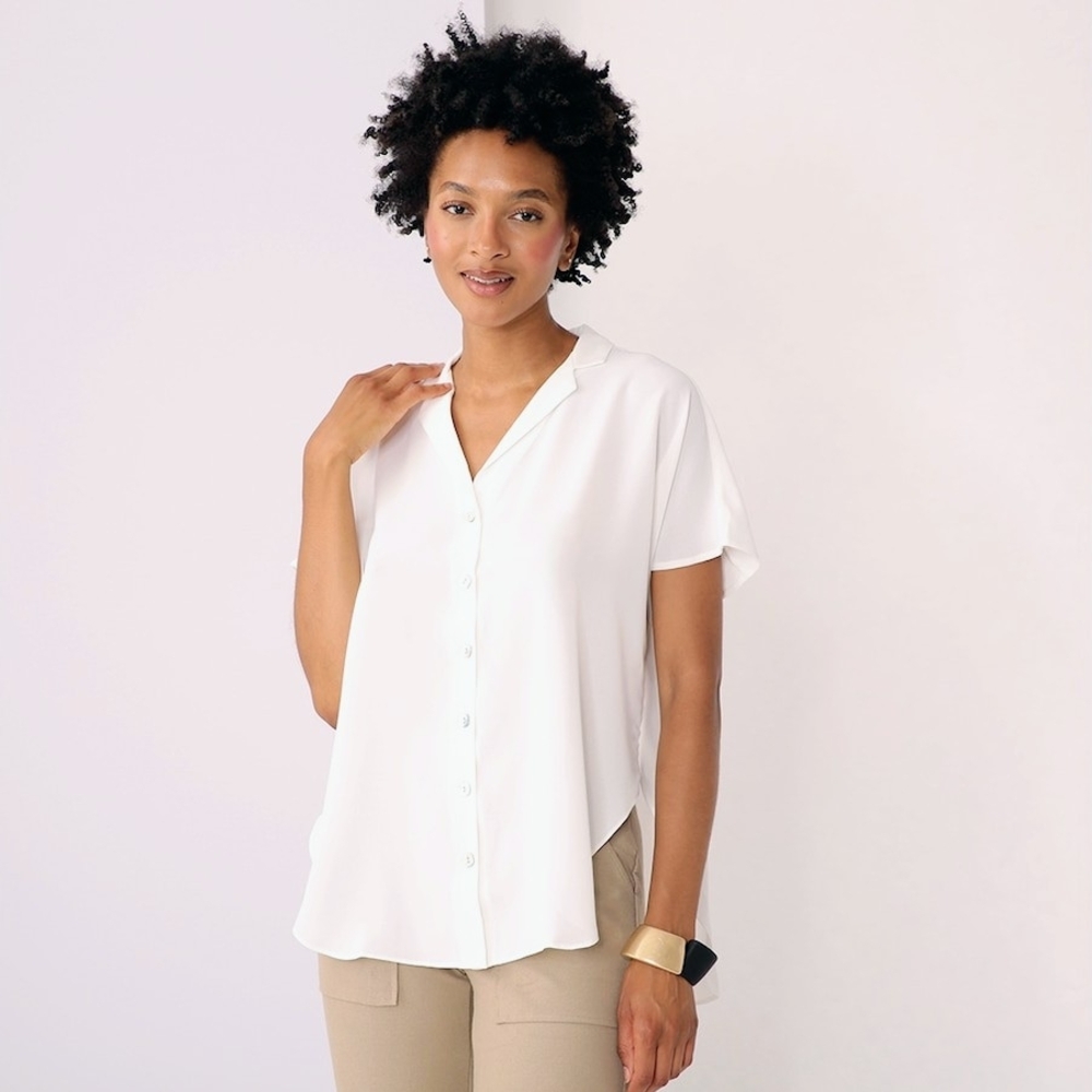 NWT Wynne Layers Narrow Lapel White Women's Blouse Size M